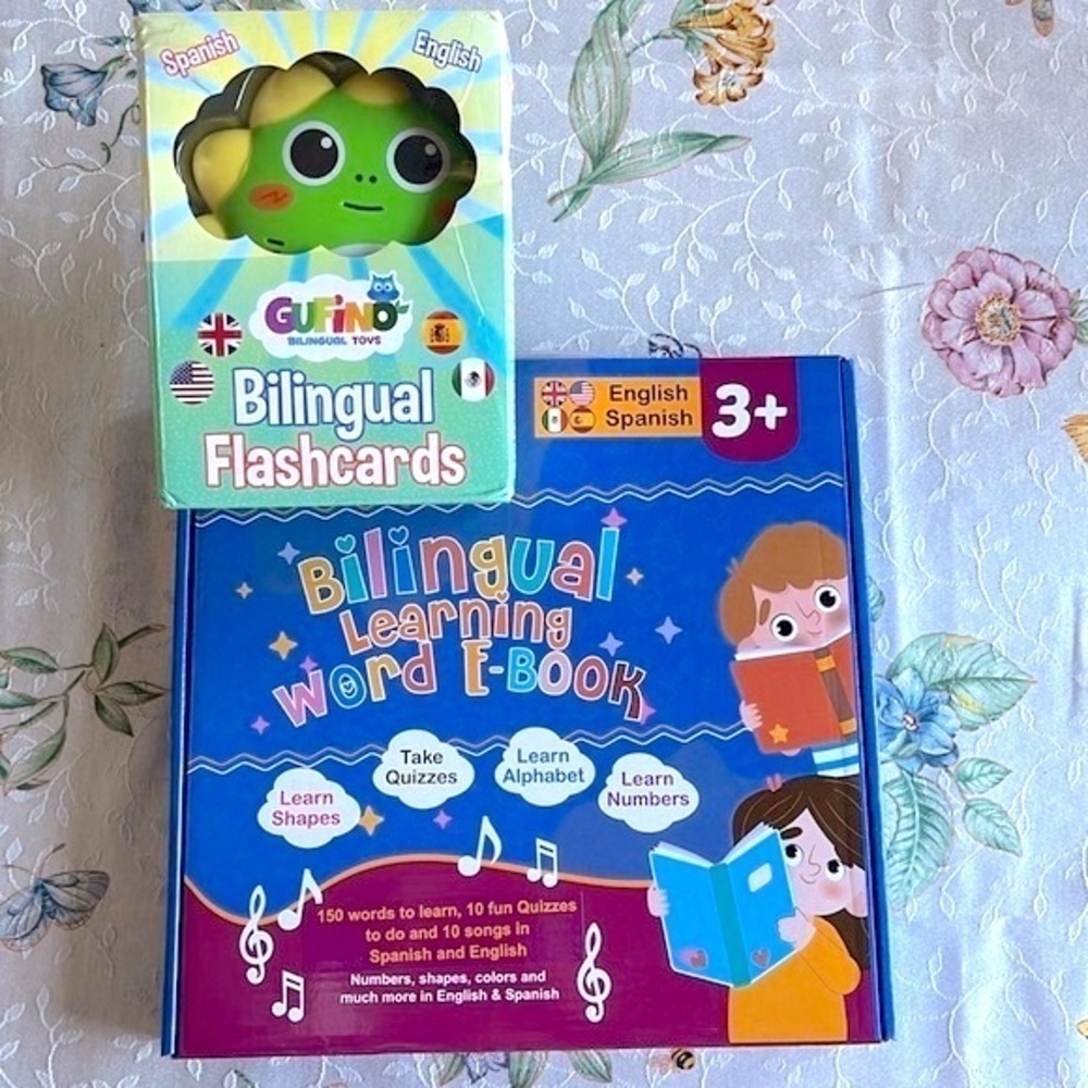 Brand New Bilingual Interactive Learning Word E-Book & Flashcards Toy Spanish